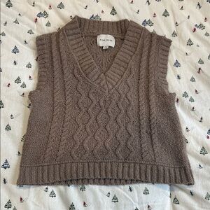 Pink Rose Women's Tan V-Neck Sweater Vest